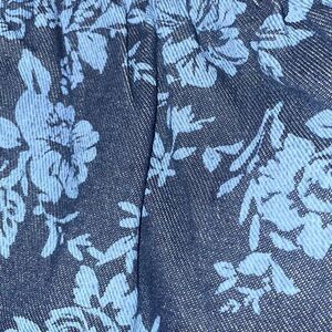 Woman Within Womens 26W Wide Leg Denim Jeans Blue Floral Design‎ Pull On NWT